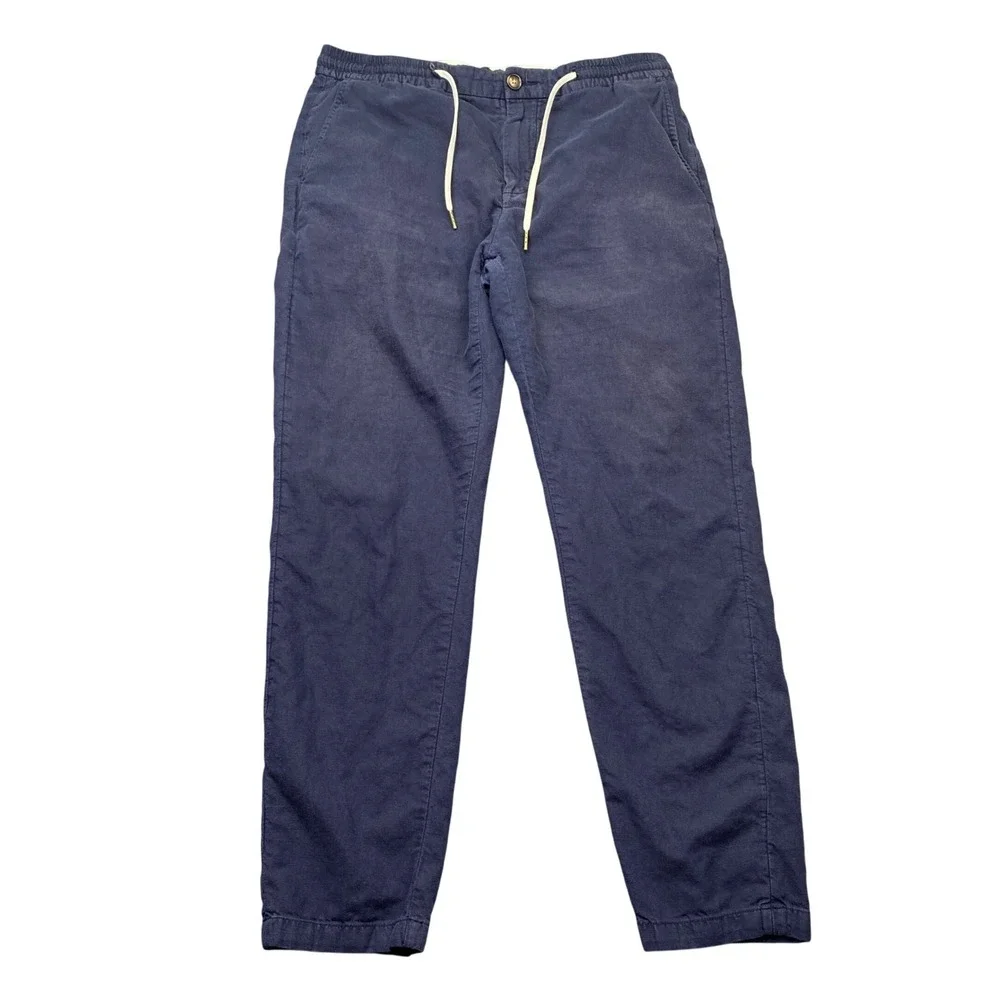Scotch & Soda Warren Navy Blue Organic Cotton Linen Blend Drawstring Pants Sz 32